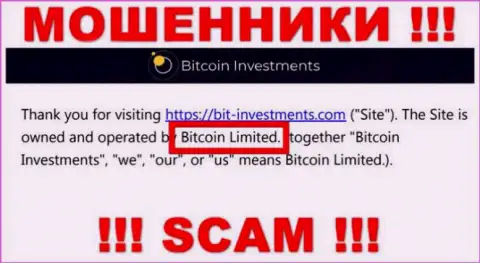 Юридическое лицо Bitcoin Limited - это Bitcoin Limited, такую инфу опубликовали кидалы на своем сайте