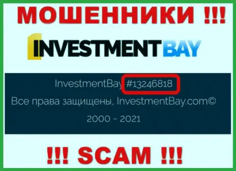 Номер регистрации, под которым официально зарегистрирована организация InvestmentBay: 13246818