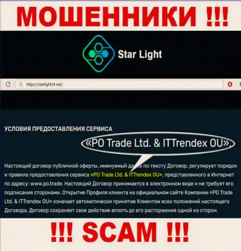 Мошенники StarLight24 Net не скрыли свое юридическое лицо это ПО Трейд Лтд и ИТТрендекс ОЮ