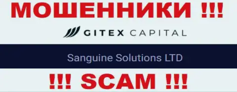 Юридическое лицо Гитекс Капитал - это Sanguine Solutions LTD, такую инфу опубликовали махинаторы у себя на сайте
