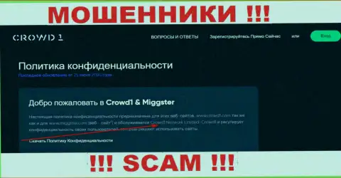 Инфа о юридическом лице internet мошенников Crowd1 Com