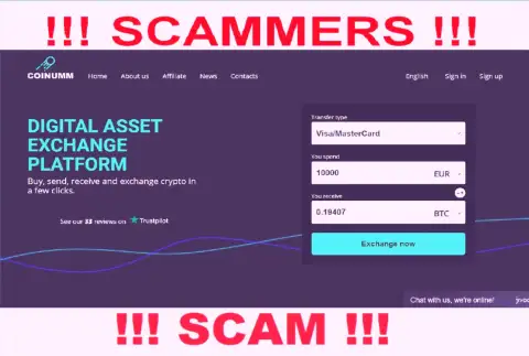 Coinumm Com scammers home page