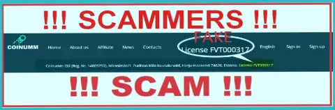 Coinumm Com scammers do not have a license - look ahead