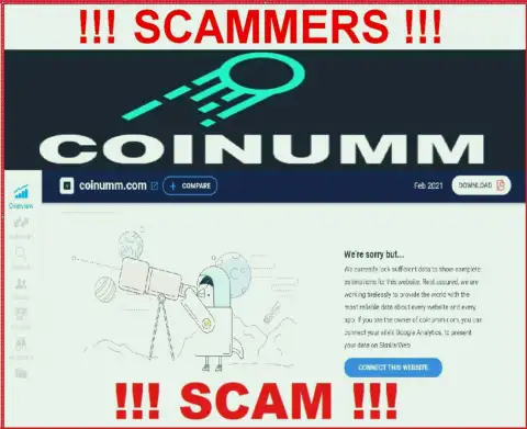 There is no information about Coinumm Com crooks on similarweb