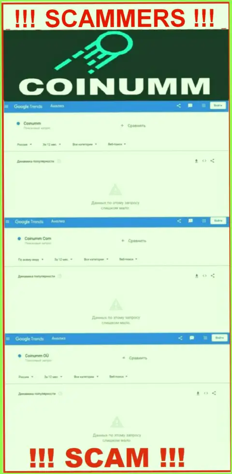 Amount of queries about Coinumm Com scammers on Google