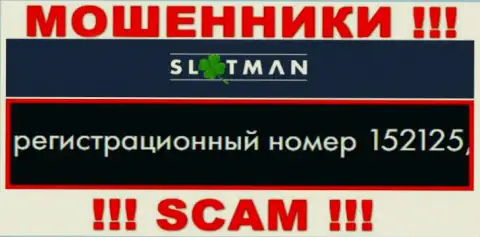 Номер регистрации SlotMan - сведения с официального web-портала: 152125