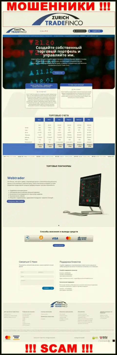 ZurichTradeFinco Com - официальный сайт мошенников Zurich Trade Finco