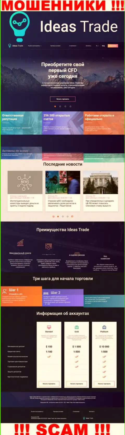 Официальный ресурс мошенников Ideas Trade