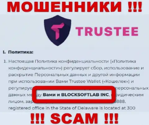 BLOCKSOFTLAB INC управляет организацией Трасти - это МОШЕННИКИ !!!