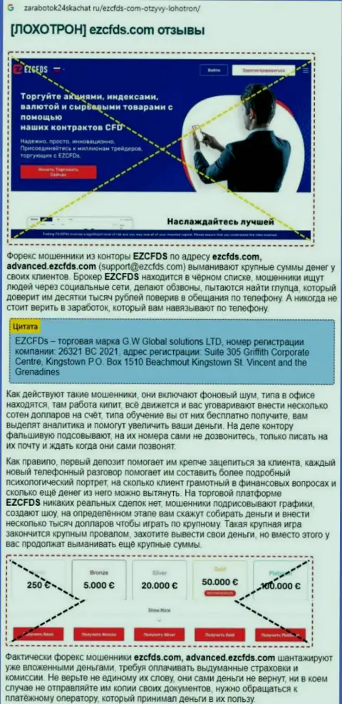 EZCFDS - это МОШЕННИКИ !!! Схемы противоправных деяний и комментарии реальных клиентов