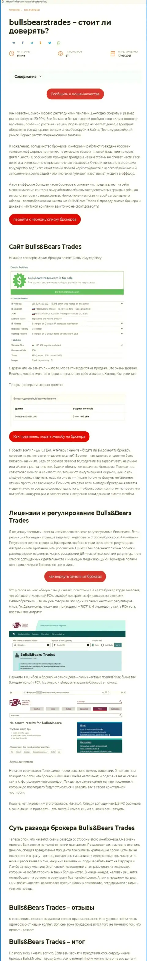 BullsBearsTrades Com - это ШУЛЕР ! Способы обувания (обзор мошеннических деяний)