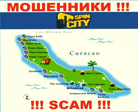 Официальное место регистрации Спин Сити на территории - Curacao