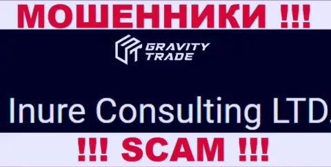 Юр лицом, управляющим разводилами GravityTrade, является Inure Consulting LTD