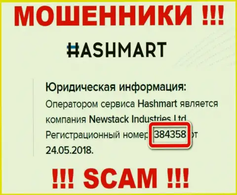 HashMart - это АФЕРИСТЫ, регистрационный номер (384358 от 24.05.2018) тому не мешает