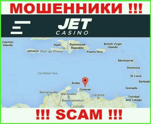 Место регистрации Jet Casino на территории - Curaçao