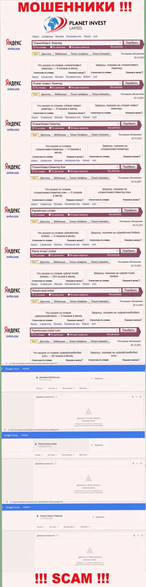 Инфа по онлайн-запросам бренда PlanetInvestLimited Com, позаимствованная из всемирной паутины