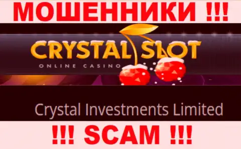 Контора, управляющая мошенниками Crystal Slot - это Crystal Investments Limited