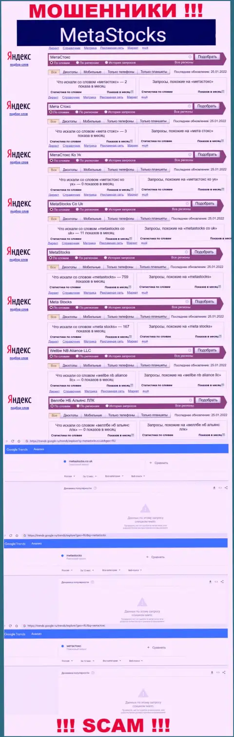 Количество онлайн-запросов по ворам MetaStocks во всемирной интернет сети