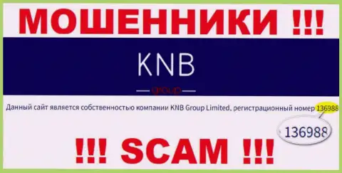 Номер регистрации организации, которая управляет KNBGroup - 136988