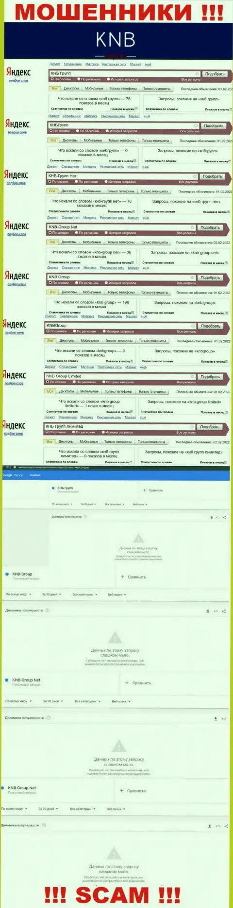 Скрин итога online-запросов по противоправно действующей конторе КНБ Групп