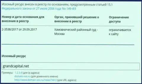 Закрытие официального веб-сервиса Гранд Капитал