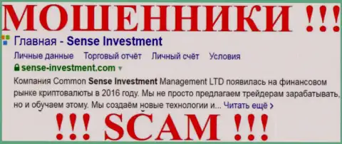 Сенс Инвестмент - это МОШЕННИКИ !!! SCAM !!!